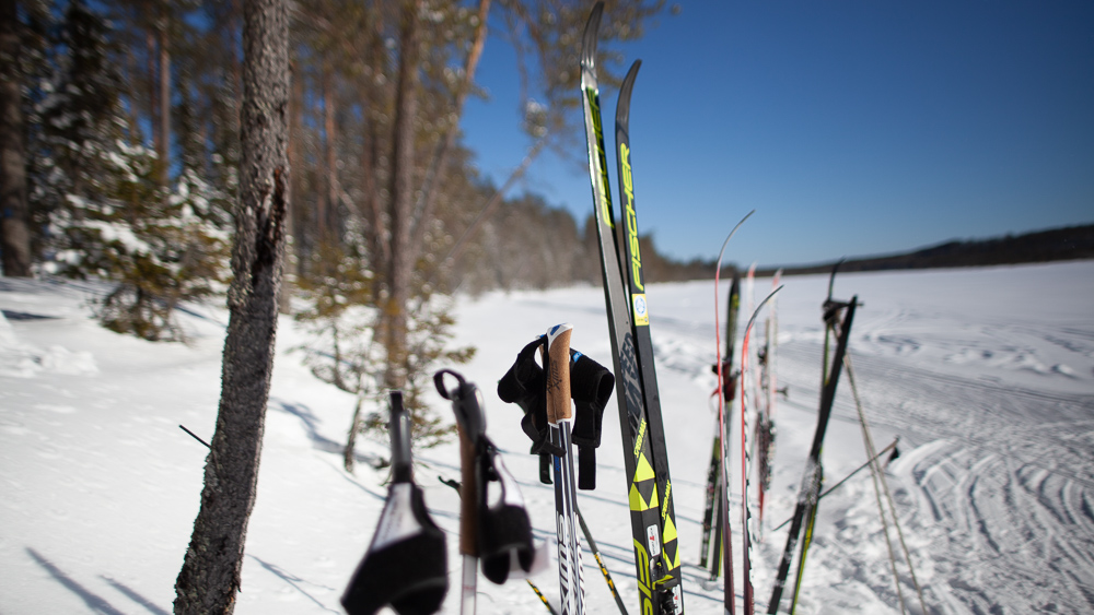 Skiis on the ice